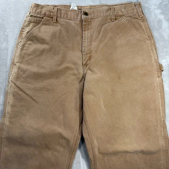 Vintage Carhartt B11 Brn Canvas Carpenter Pants Men's Sz 36x32 USA Made - Picture 2 of 11